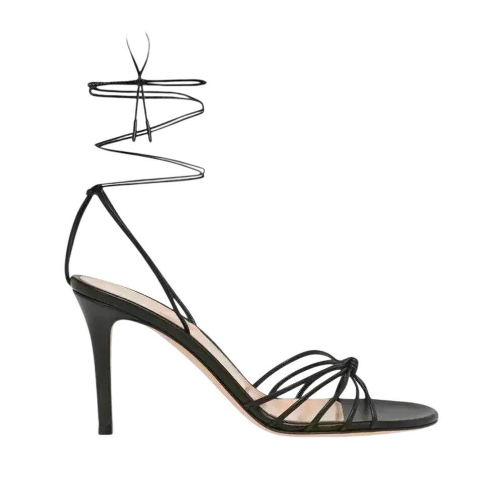 Gianvito Rossi NIB Gwyneth Lace Up Heeled Sandals in Black Size 37